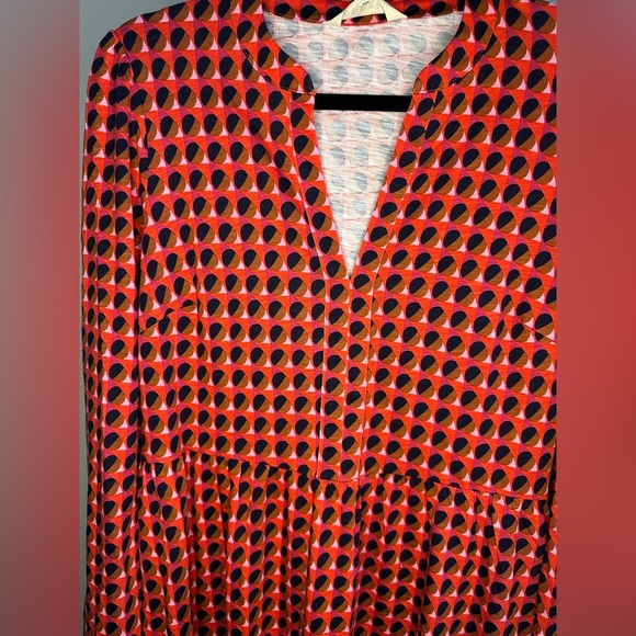 NEW Boden Naomi Relaxed Jersey Dress in Rouge/Red Sphere Geo Women’s 12R - Picture 9 of 9
